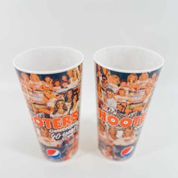 2 Lot Of Hooters 40 Year Anniversary Cups Pepsi Whitley Hard Plastic - Picture 4 of 9